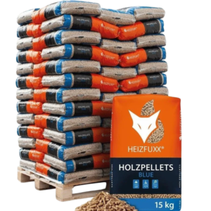 Heizfuxx Holzpellets „Blue“ – 975 kg Palette (65 x 15 kg Säcke)