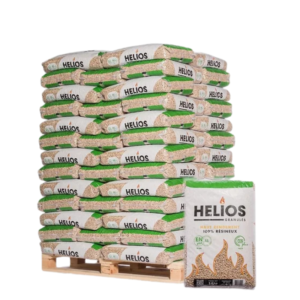HELIOS Hochleistungs-Holzpellets DINplus & ENplus A1 – 975 kg Palette (65 x 15 kg Säcke)