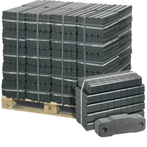 REKORD Braunkohlebriketts – 1000 kg Palette (40 x 25 kg Bündel)