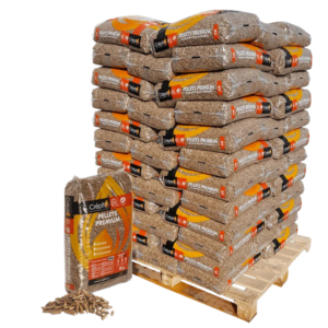 Crépito Premium Holzpellets DINplus – 990 kg Palette (66 x 15 kg Säcke)